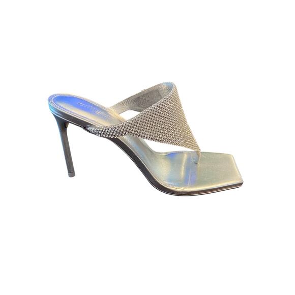 Cult Gaia Audrey Crystal Embellished Sandals Stiletto Heel Square Toe Clear Sz 6 - Picture 6 of 14